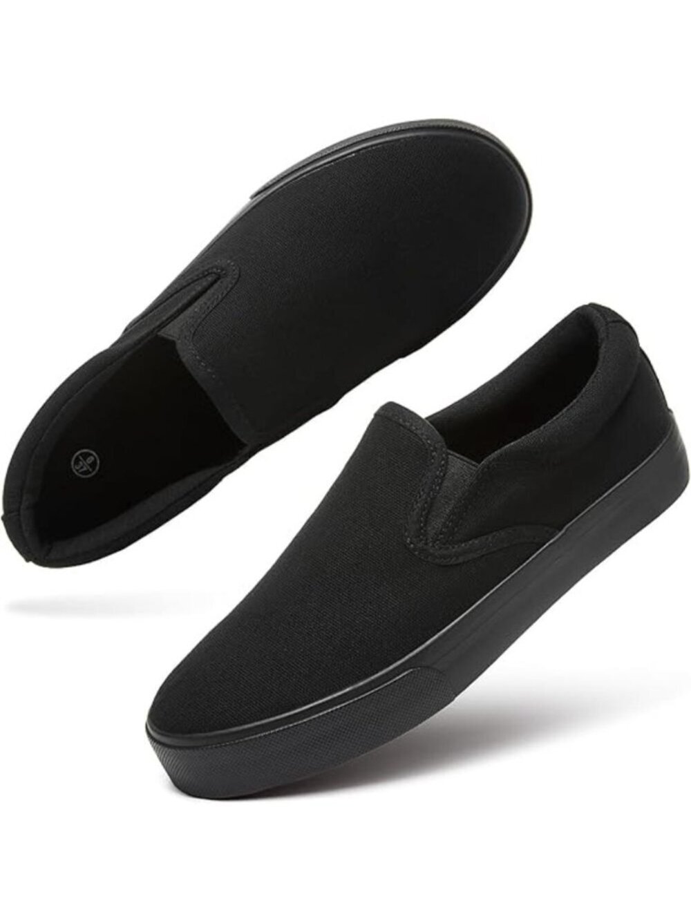 Women's Full Black Slip on Shoes Canvas Sneakers Loafers Non Slip Shoes Rubber